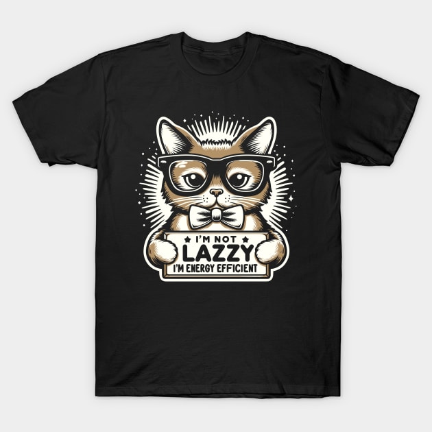 Nerdy Cat with Humorous Sign T-Shirt by Xeire